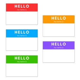 250 Pack - Hello My Name is Stickers, Name Tags Stickers Labels - 3" x 2", 5 Colors