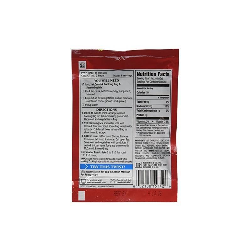 McCormick Pot Roast Bag n' Season, 0.81 OZ (Pack -