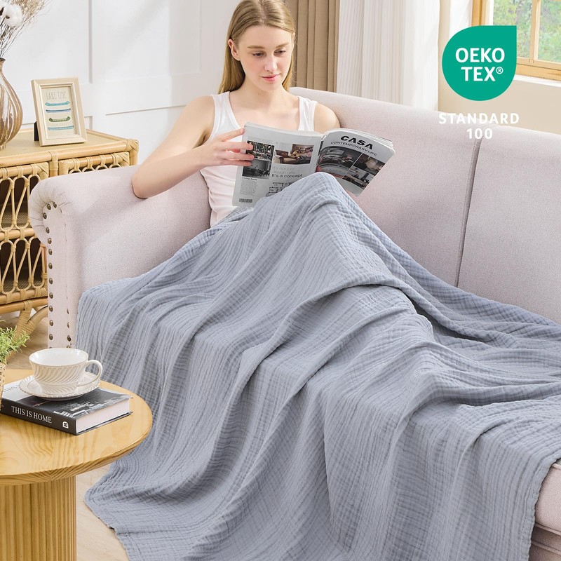 EMME Cotton Blanket, 100% Muslin Blanket, Adults, 150 x 200