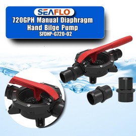SEAFLO 720GPH Manual Diaphragm Hand Bilge Pump for Water Transfer (Plastic Handle)