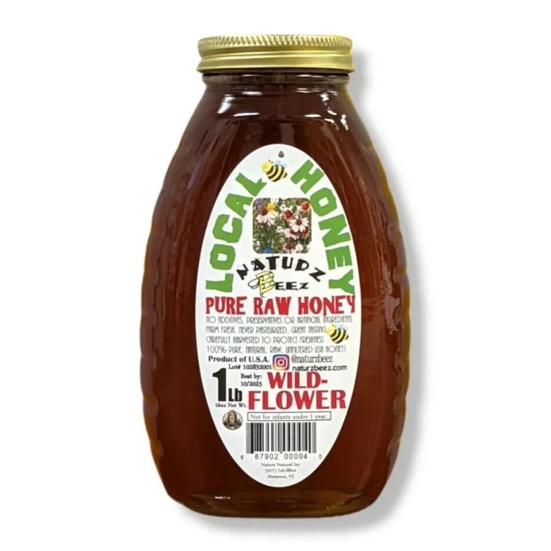 Naturz Beez RAW HONEY WILDFLOWER 1LB 454g 16oz 100% PURE