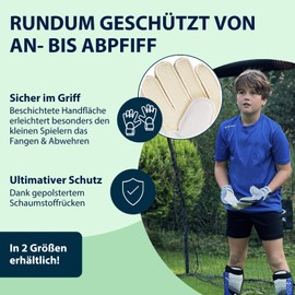 HUDORA Goalkeeper Gloves - Padded Football Goalkeeper Gloves for Children and Teenagers in Size M - Foam Back - Football Gloves with Velcro Fastening - Green