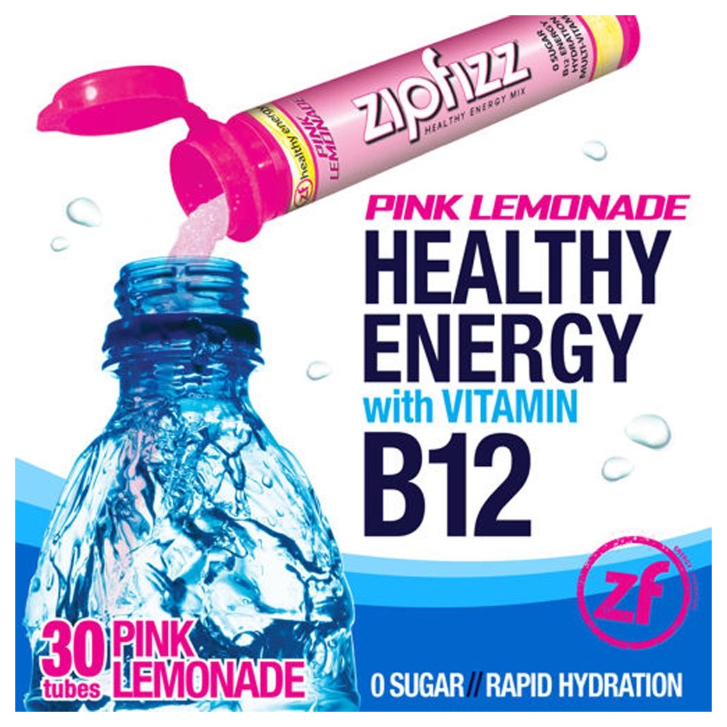 Zipfizz Pink Lemonade Healthy Energy Drink Mix - Transform Your Water Into a Healthy Energy Drink - 30 Pink Lemonade Tubes