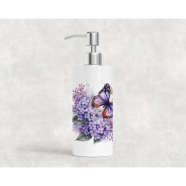 Unbranded Lilac Butterfly 18.6oz Stainless Steel Bottle Soap Dispenser