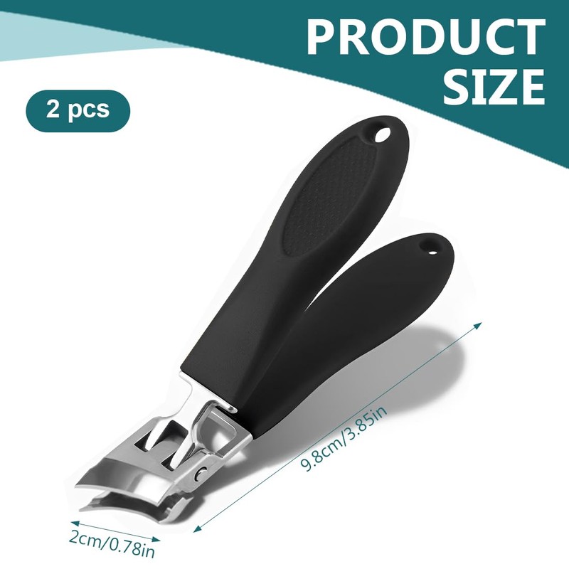 LQIOACU 2 Pieces Angled Nail Clippers Ergonomic Wide Mouth Design