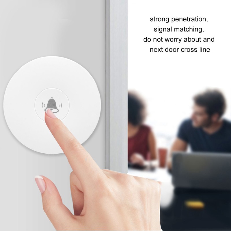 Wireless Doorbell Self Powered 1 Receiver 2 Push Button Battery