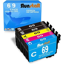 Run Star 5 Pack 69 Remanufactured Ink Cartridge Replacement for Epson 69 T069 for Stylus CX5000 CX9400 CX8400 CX6000 CX7400 NX110 NX400 NX410 NX415 Workforce wf 30 1100 610 Printer (2BK/1C/1Y/1M)