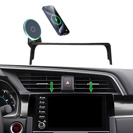 AbeeyGeomarn Car Phone Holder for 2016-2021 Honda Civic Accessories Apply to 5/7 Inch Touch Screen 15W Fast Wireless Charger Screen Fixed Clip Cell Phone Mount Hands-Free 360 Degree Rotation