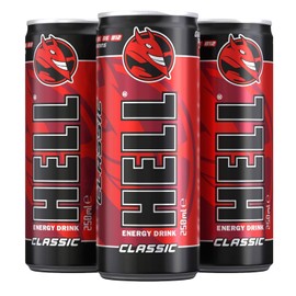 HELL CLASSIC Energy Drink | 32 mg/100 ml Caffeine | Vitamins B3, B5, B6, B12 | No Preservatives | Environmentally Friendly Packaging | 24 x 250ml | Compatible with HELL Energy
