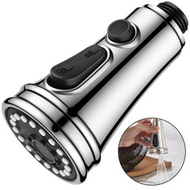 Xrten Kitchen Faucet Head Replacement - 3 Function Sprayer Nozzle for Bathroom Faucet, G1/2 Connections, Polished Chrome