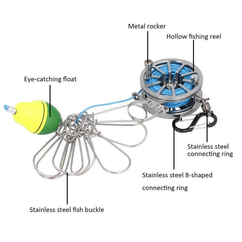 Stretch Fish Lock Raft with Reel Boat Fishing Stainless Steel