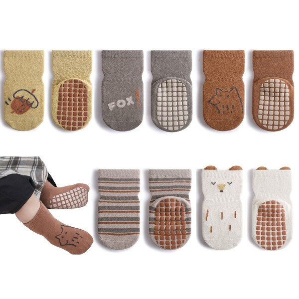 Exegawe Toddler Non Slip Socks, Cute Baby Socks with Grips