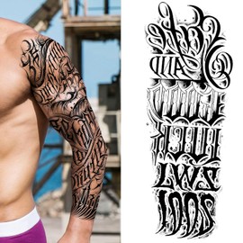 2 Sheets Temporary Tattoo for Men, Full Arm Temporary Tattoo, Tattoos Temporary Realistic Totem, Tattoos for Women, Fake Tattoos TQB267