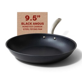 Alva x Black Angus Nonstick Carbon Steel Frying Pan Skillet, Non-Toxic, Induction Compatible, Stay Cool Handle, Safe Cooking - 9.5" - Size: 9.5"