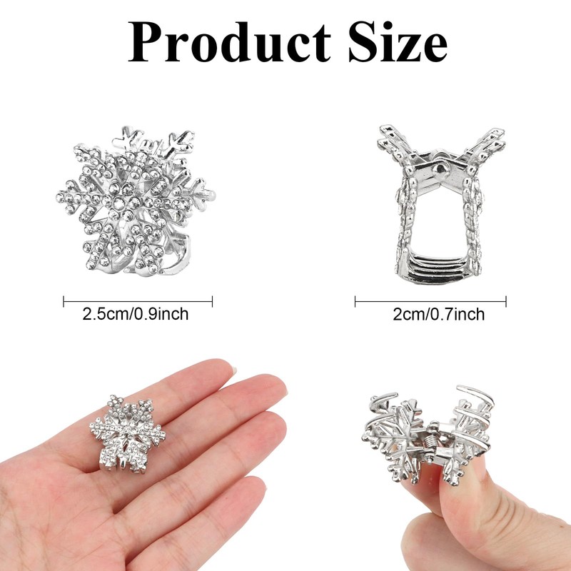 Christmas Snowflake Hair Claw Clips Accessories for Women 6PCS