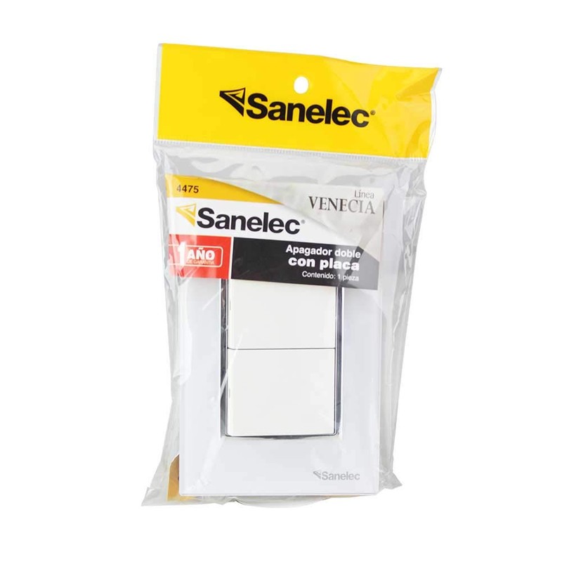 SANELEC 4475 Placa con Doble Apagador Venecia
