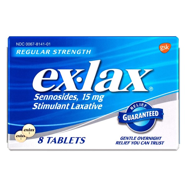 Ex-lax Regular Strength Stimulant Laxative, 8 Pills