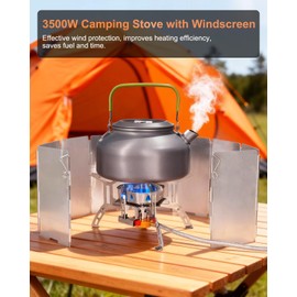 AUTOPkio 3500W Camping Gas Stove Portable, Windproof Backpacking Folding Camping Cooker Gas for Outdoor Cooking Hiking Picnic Stove with Piezo Ignition Adapters Converter