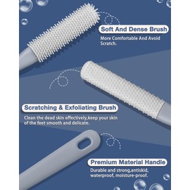 Demarzily Toe Cleaning Brush,Foot Scrubber for Shower with 15.7" Long Handle Soft Silicone Cleaning Shower Brush Foot Care for Seniors,Elderly, Men and Women (Grey+Pink)