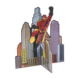 Fun Express 3D Comic Superhero Centerpiece - Birthday Party Decor, Stands 17 inches Tall