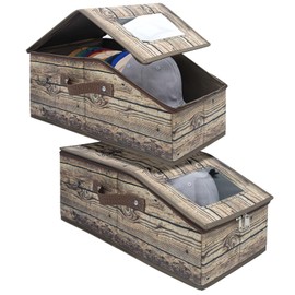 Livememory 2 PCS Hat Storage for Baseball Caps, Hat Organizer Box for Closet, Holds up to 12 Caps per Box L17 x W8.6 x H7.2 Inches (Not Made of Wood)