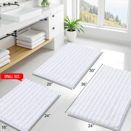 Smiry Alfombras de Baño 30x20 pulgadas, Alfombras de Baño de Chenilla Extra Suaves y Absorbentes, Base de Goma Antideslizante Lavables a Máquina de Secado Rápido para Piso de Baño, Tina, Ducha