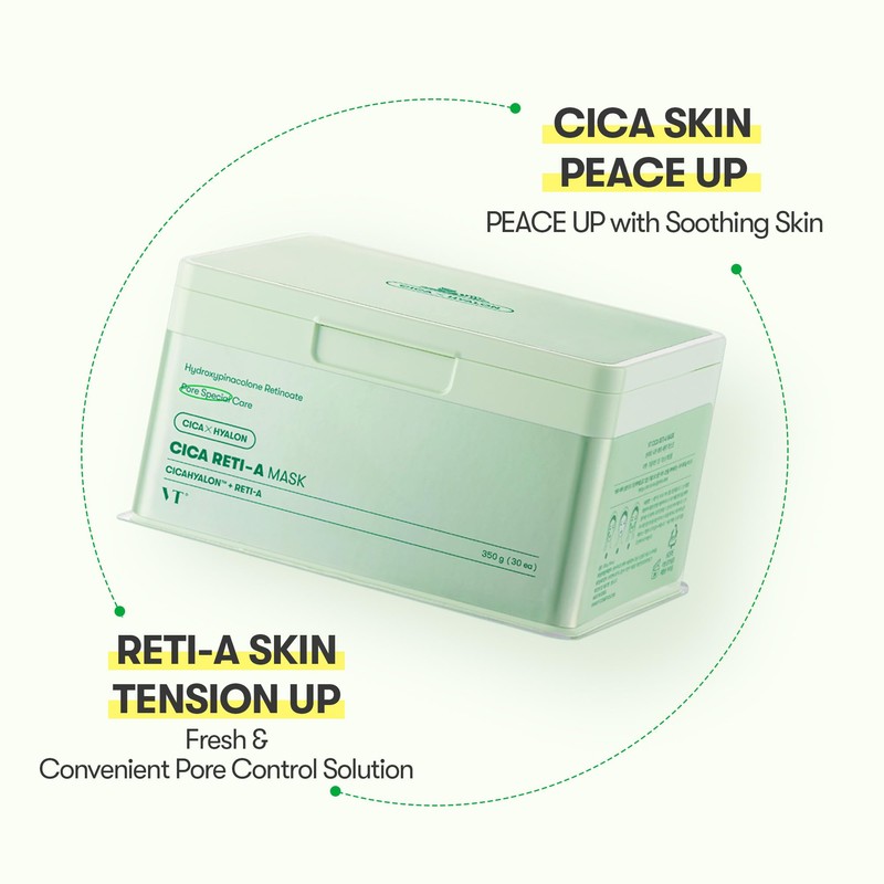 VT COSMETICS CICA Reti-A Mask Sheet 30 Pcs, Retinol Complex