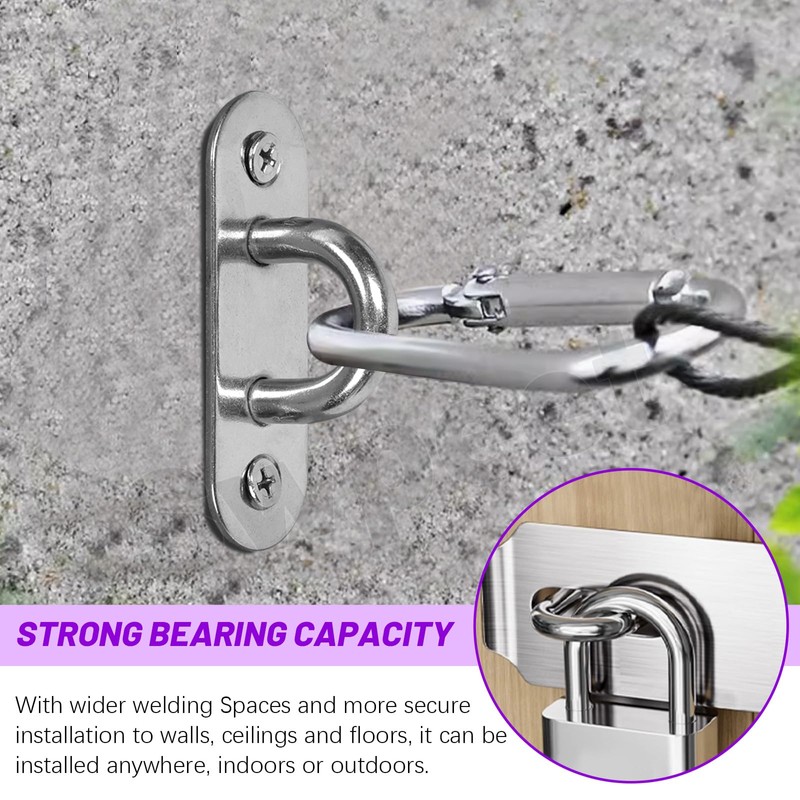 Swpeet 4Pcs M8 304 Stainless Steel Silver Oval Pad Eye