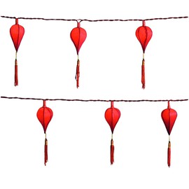 Konstsmide Indoor Decoration Paper Chinese Lanterns with Tassels Set of 10 - Red