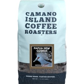 Camano Island Coffee Roasters Papua New Guinea Whole Bean 2lb, Fresh Medium Roast, USDA Organic, Fairly Traded, Shade Grown Top 1% Arabica, Delicious Cocoa, Dried Fruit, Brown Sugar Flavor Profile