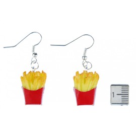 Miniblings French fries earrings in bag 3D details yellow red - handmade fashion jewellery I earrings silver plated, Plastic, No Gemstone