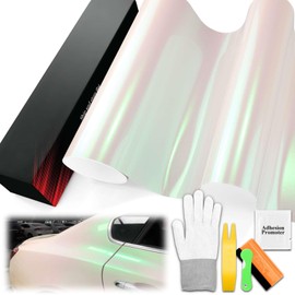 5FTx6FT PET Galaxy Dust Gloss Aurora White Chameleon Metallic Color Shift Color Change Vinyl Wrap Auto Car Sticker Decal Film Sheet Bubble Free Air Release Technology with Tool Set