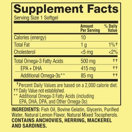 Spring Valley Omega-3 500 Mg Con 180 Softgels Hecho En Usa Limón