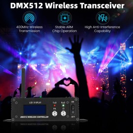 DMX 512 Controller 2.4GHz Wireless Transceiver & Repeater with LCD and 4-Step Dimming - for Stage Lighting Control