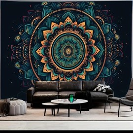 FENDROM Cool Colorful Mandal Tapestry Popular Handicrafts Indian hippie Bohemian Wall Hanging Psychedelic Floral Mandala Wall Art For College Dorm Beach Throws Table Cloth Bedding Tapestry