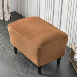 OBCREAT Ottoman Velvet Slipcover - Rectangle Folding Storage Cover with Elastic Bottom - Footstool Covers for Living Room - Camel