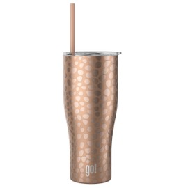 34oz Stainless Steel Tumbler with Triple Insulation & Copper Lining – Keeps Drinks Cold for 18 Hours & Hot for 6 – Spill-Resistant Press-On Lid with Sliding Sip Design, Reusable Straw (Copper Animal)