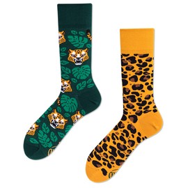 Many Mornings El Leopardo Unisex Socks - Green, Orange, size: 43-46