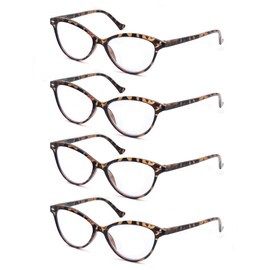 HEEYYOK Women Reading Glasses 4 Pack 1.50 Cateye Readers Glasses Reading Comfort Spring Hinge(4 Pack Color-C2, 1.50, x)