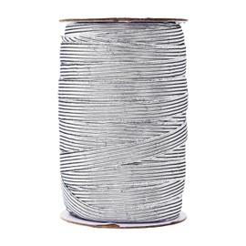 Mandala Crafts 10mm 50 Yds Roll of Metallic Silver Elastic Bands 3/8 Flat Elastics Cord - 3 8 Inch Braided Stretch Straps for Sewing and Crafting