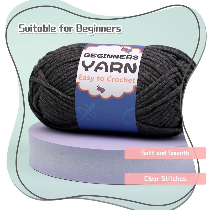 200g Crochet Yarn, Beginner Yarn, Thick Yarn, Gray Yarn with