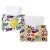 2 Pack Tissue Box Cover Holder, Cute Donuts Rectangle Leather