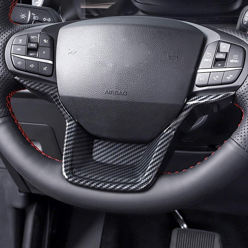 RUIHE 2pc Carbon Fiber Folor Steering Wheel Cover Trim Fit