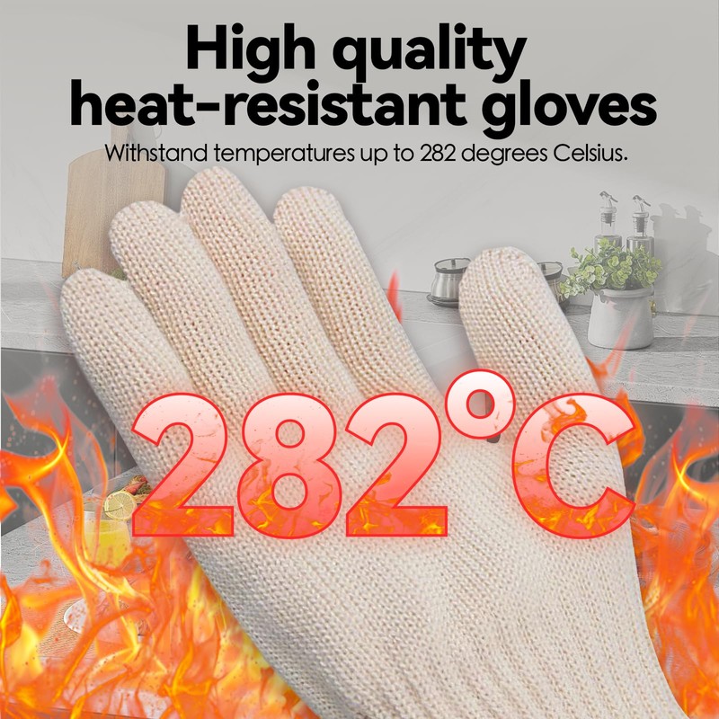 Oven Mitt BBQ Grill Gloves - 1 Pair 5 Finger