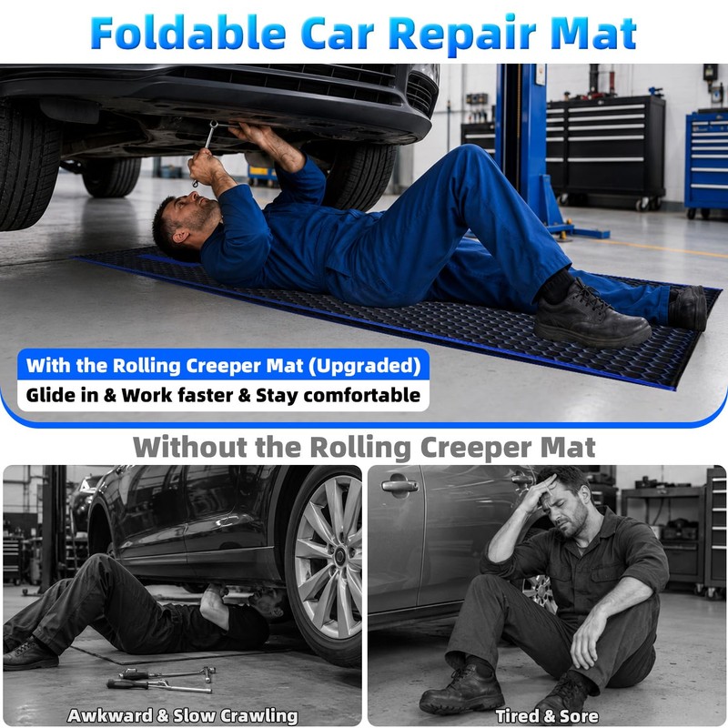 Magic Rolling Creeper Mat, 60x28 IN Mechanic Mat for Low