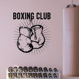 Large Vinyl Wall Decal Boxing Club Boxing Gloves Gym Sport Decor Stickers Mural (g9184) Black
