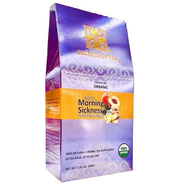 Secrets of Tea Pregnancy Tea, Peach and Ginger Flavor, USDA Organic Caffeine Free, Up to 40 Servings., 20 Count(1 Pack)