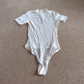 Skims Kim Kardashian Skims Bone Summer Mesh T-Shirt Bodysuit, Size Large NWT