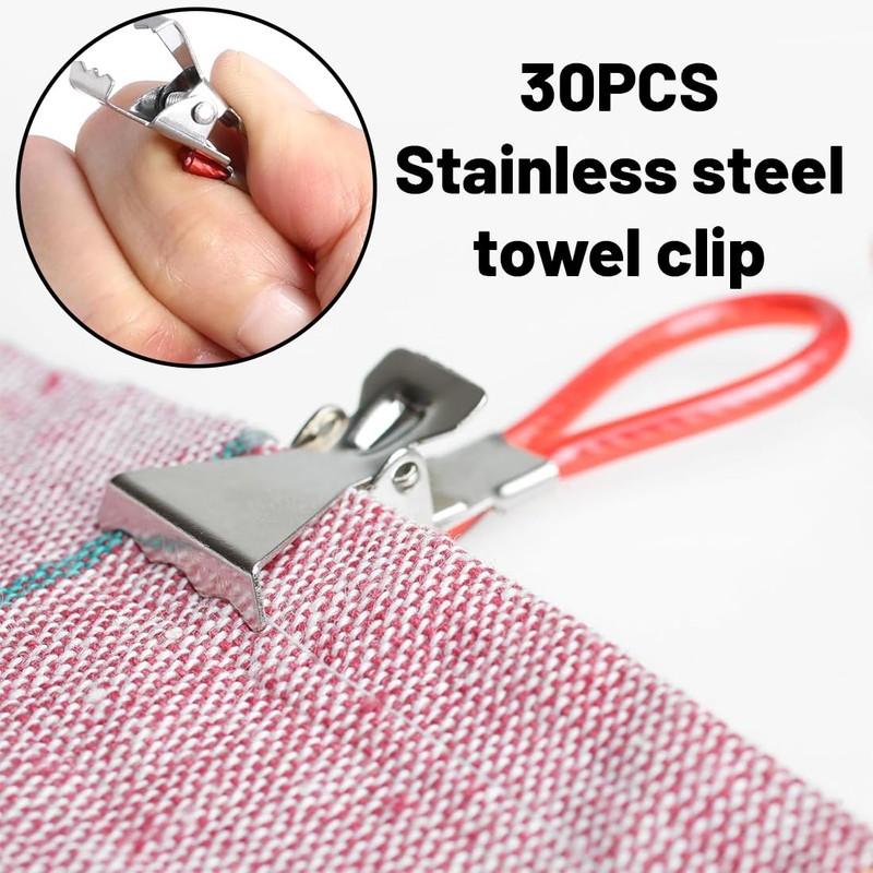 Pack of 30 Tea Towel Holders, Hangers, Napkin Holders, Hooks