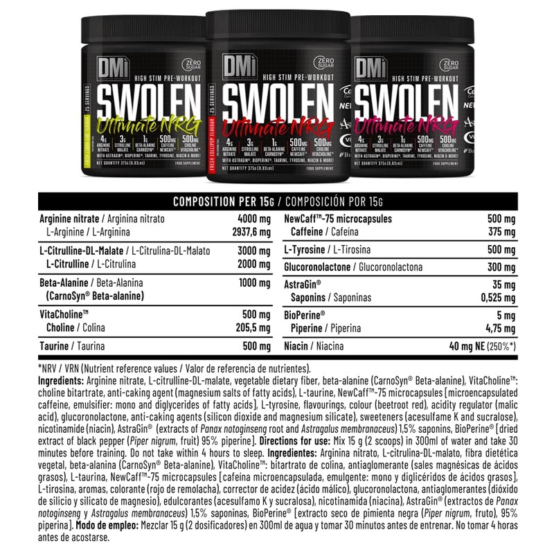 SWOLEN ULTIMATE NRG (High stim pre-workout) (Fresh Lollipop)